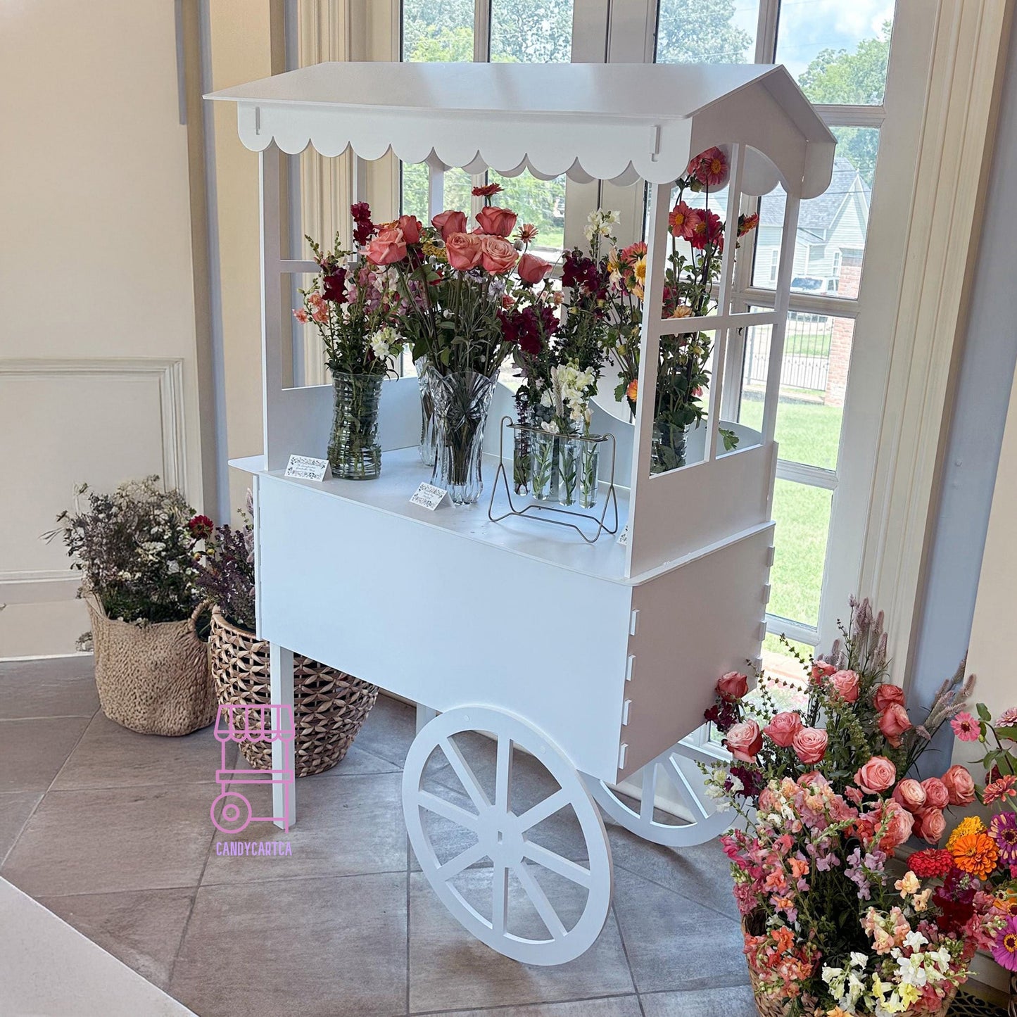 Window Style Candy Cart in Colour White