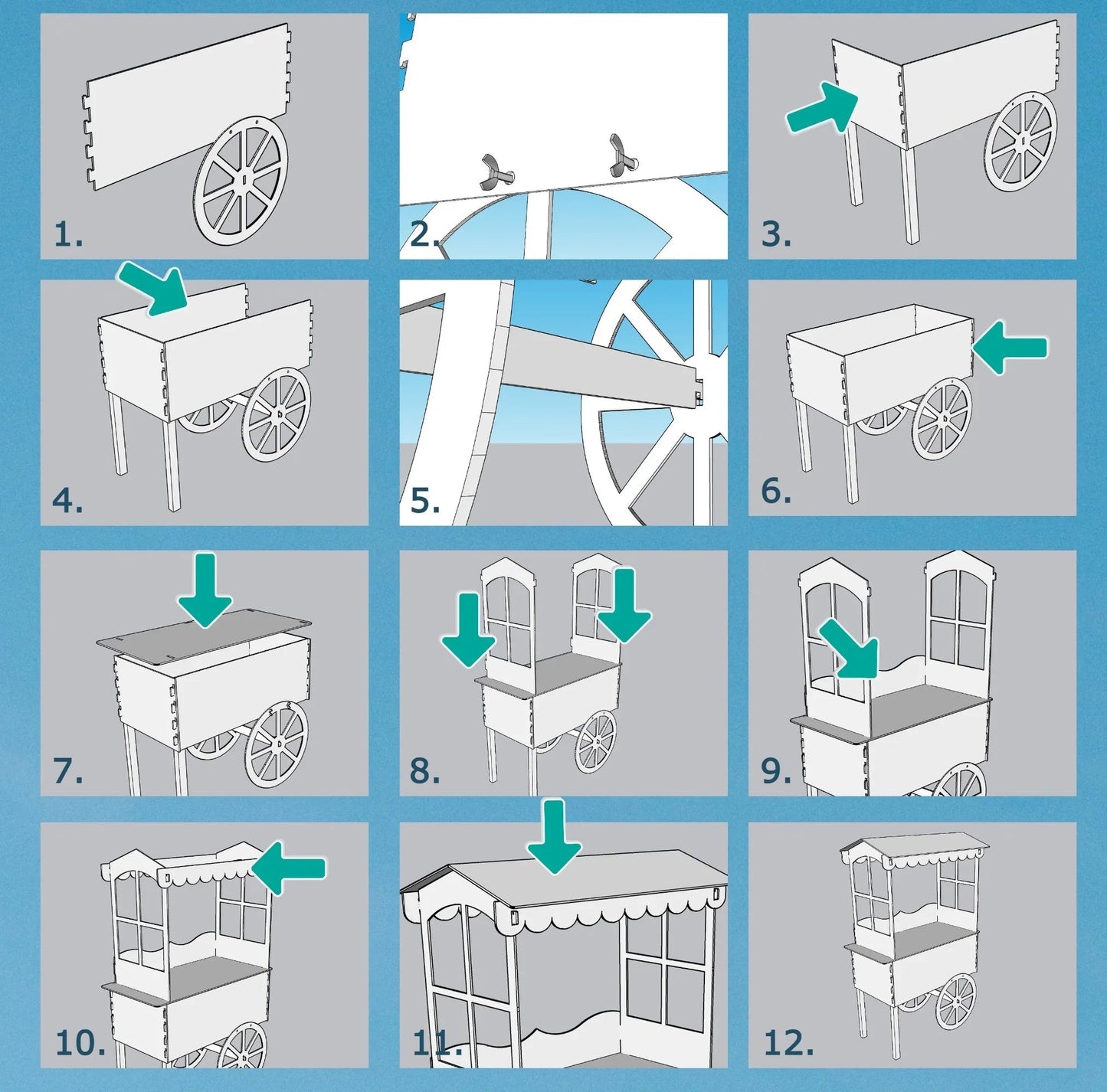 Window Style Candy Cart in Colour Pink