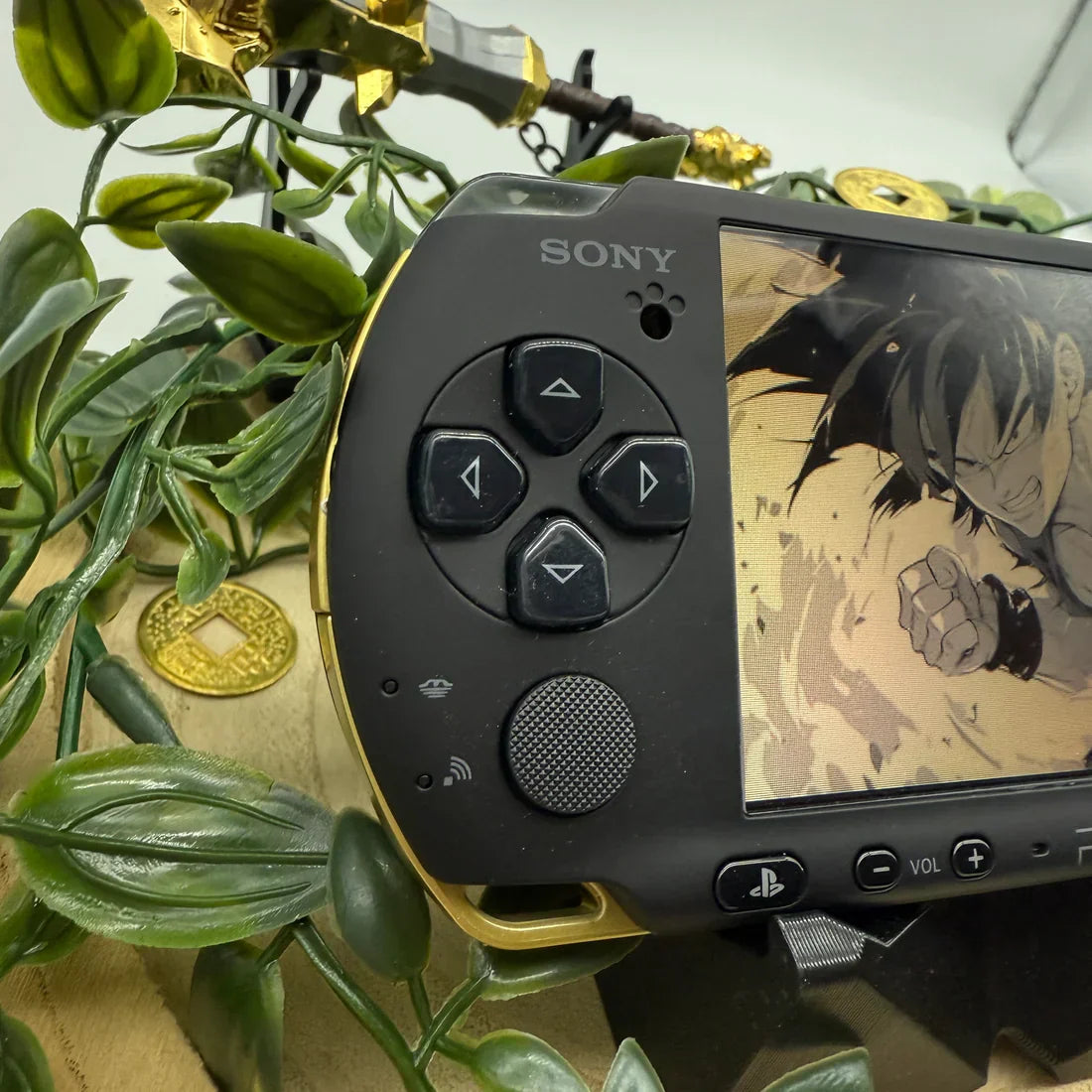 Black Gold Custom PSP Console Bundle: Includes Battery, Storage