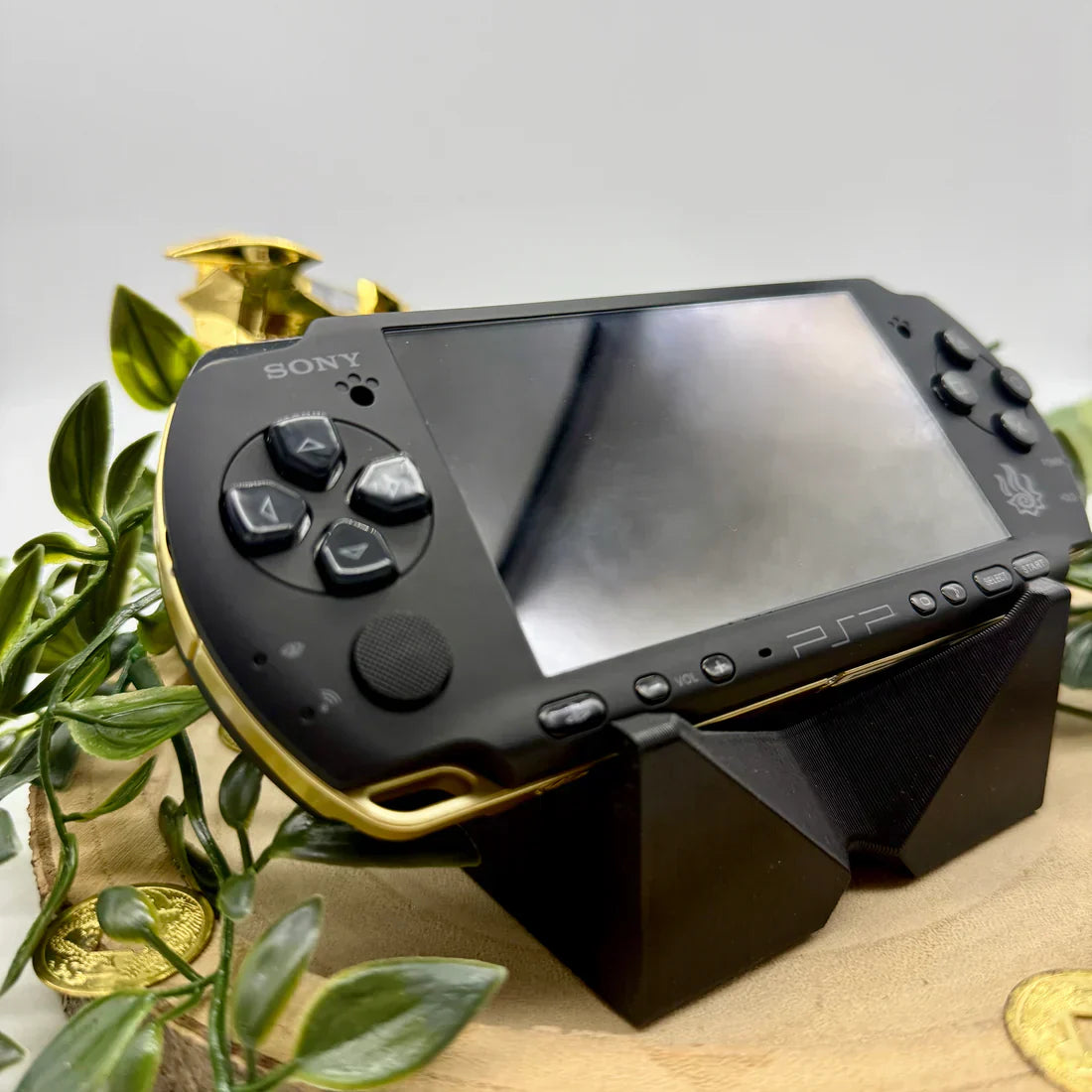 Black Gold Custom PSP Console Bundle: Includes Battery, Storage