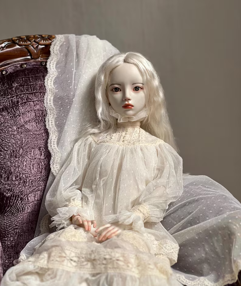 Vintage Art Bisque Doll – “Midnight Sonnet” Porcelain Collector Doll – Limited Edition Elegant Figurine