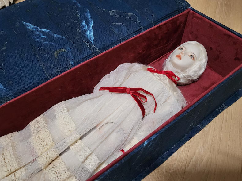 Vintage Art Bisque Doll – “Midnight Sonnet” Porcelain Collector Doll – Limited Edition Elegant Figurine