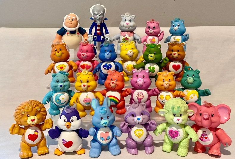 Rare Full Set of 16 Vintage 1983 Kenner Care Bears & Cousins – Posable Plush & Figures – Excellent Condition