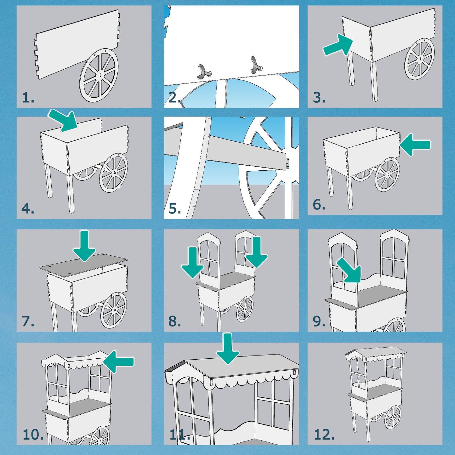 Window Style Candy Cart in Colour White