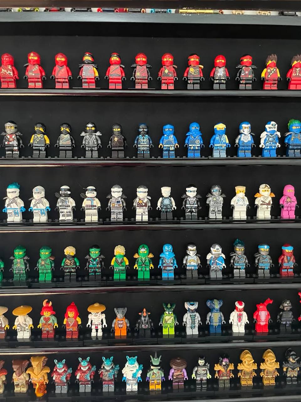 LEGO Ninjago Minifigures Lot – Complete Collection Display (100+ Figures)