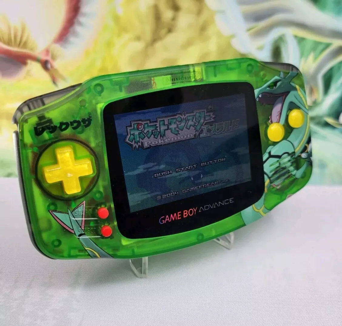 Gameboy Advance Custom Rayquaza Emerald GBA Pokemon w/ ITA TFT Backlight Screen