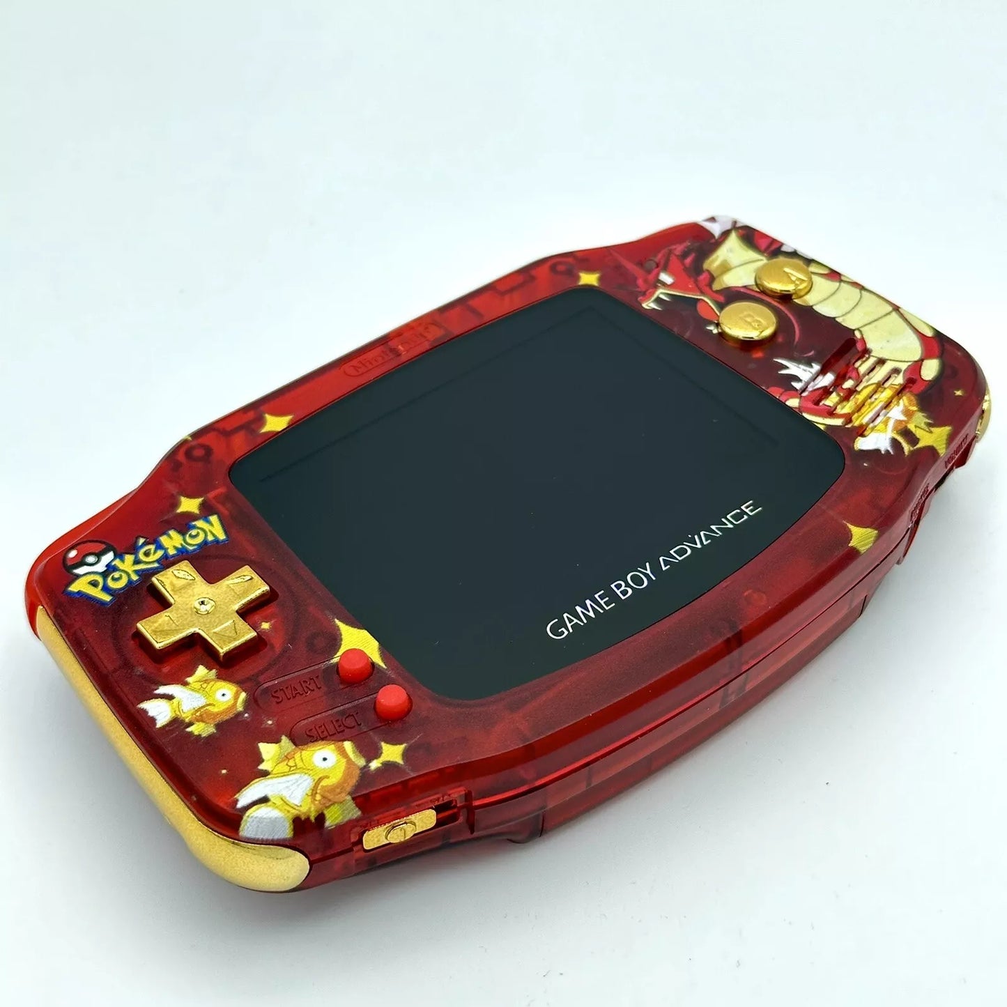 Game Boy Advance GBA Custom IPS Backlit UV Print Shell Gyrados Magikarp Gold Red